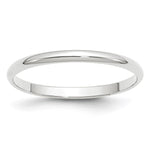 14K White Gold 2mm Lightweight Half-Round Wedding Band