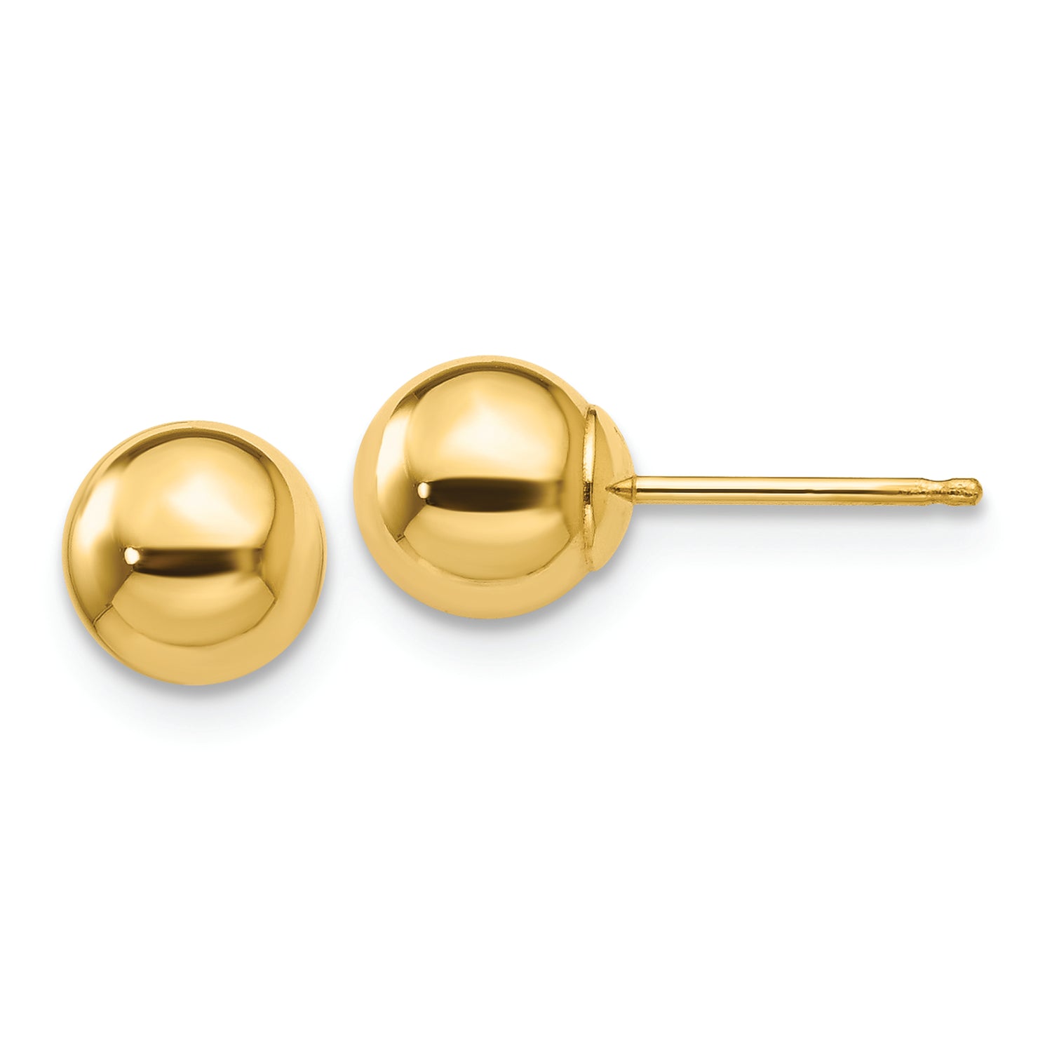 14K Yellow Gold 6mm Ball Post Earrings – Bold, Polished Classics