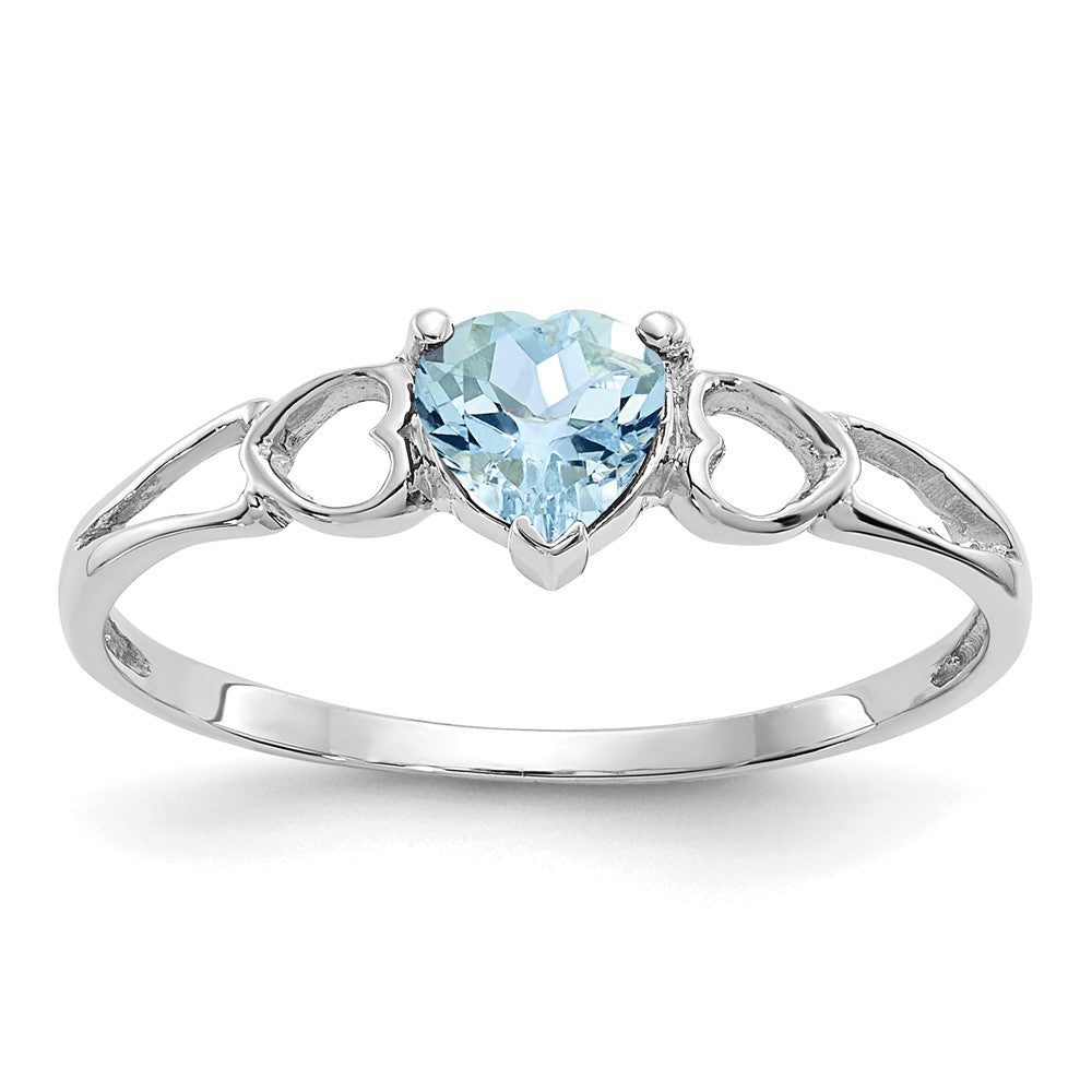 14k White Gold Aquamarine Birthstone Ring