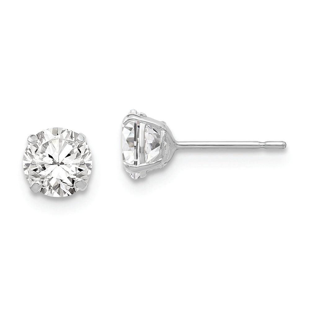 14k White Gold 5mm Round CZ Post Earrings