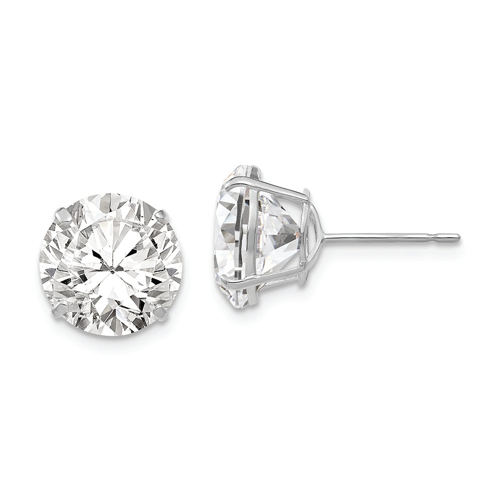 14k White Gold 10mm Round CZ Post Earrings