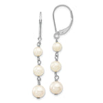 14KW 4-6mm Semi Round White Freshwater Cultured Pearl Dangle Earrings