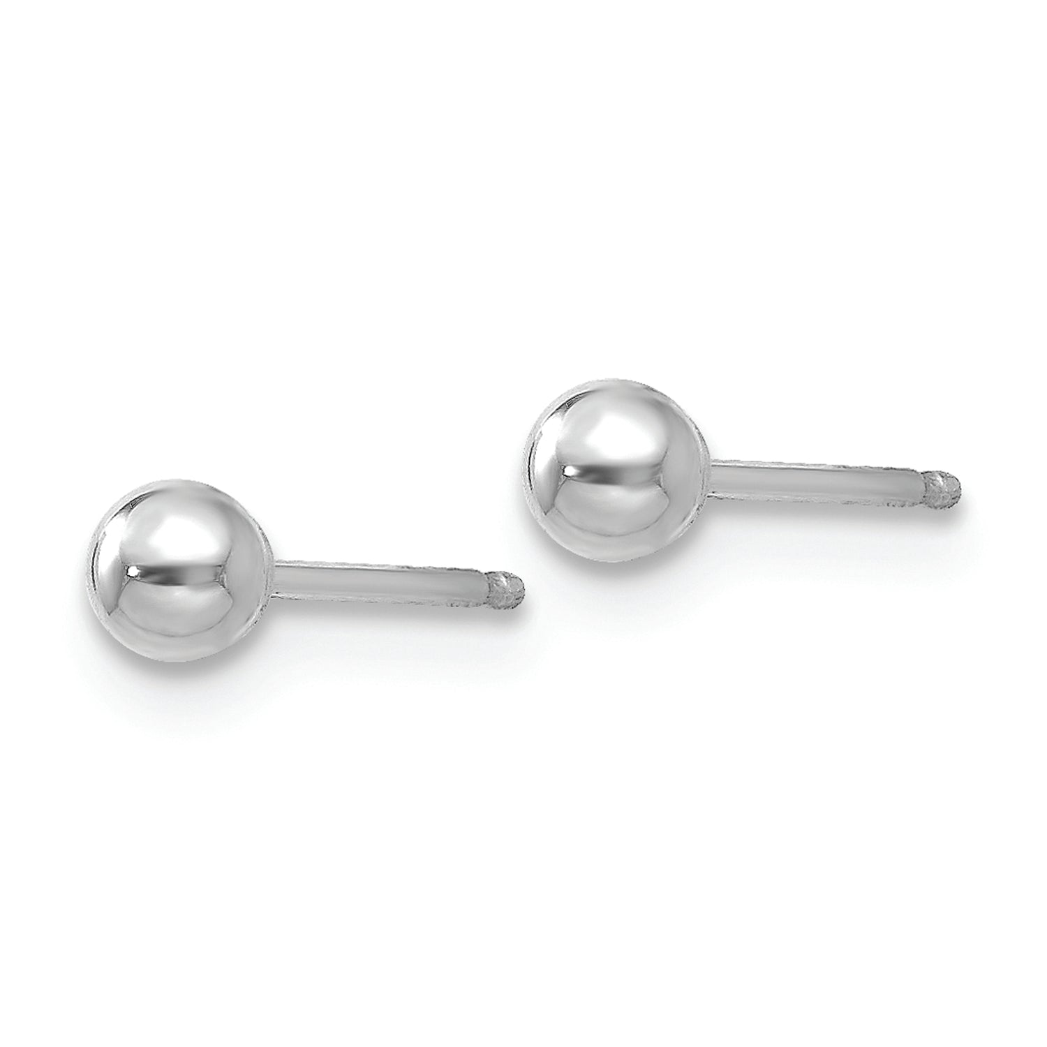 14K White Gold 3mm Ball Post Earrings – Polished & Timeless