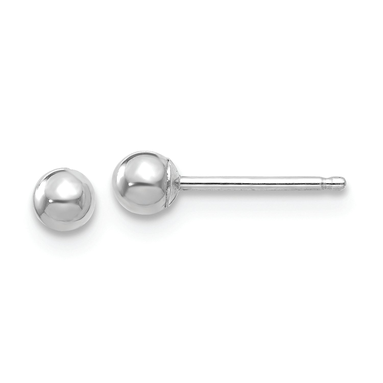 14K White Gold 3mm Ball Post Earrings – Polished & Timeless