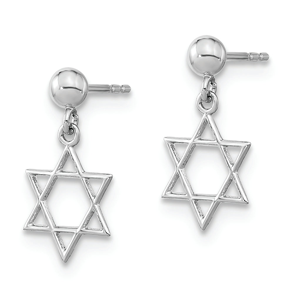 14KW Polished Star of David Post Dangle Earrings