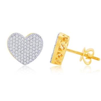 10 Karat White Gold 0.12 Carat Diamond Heart Stud Earrings - Picasso Gold & Diamond Jewelry