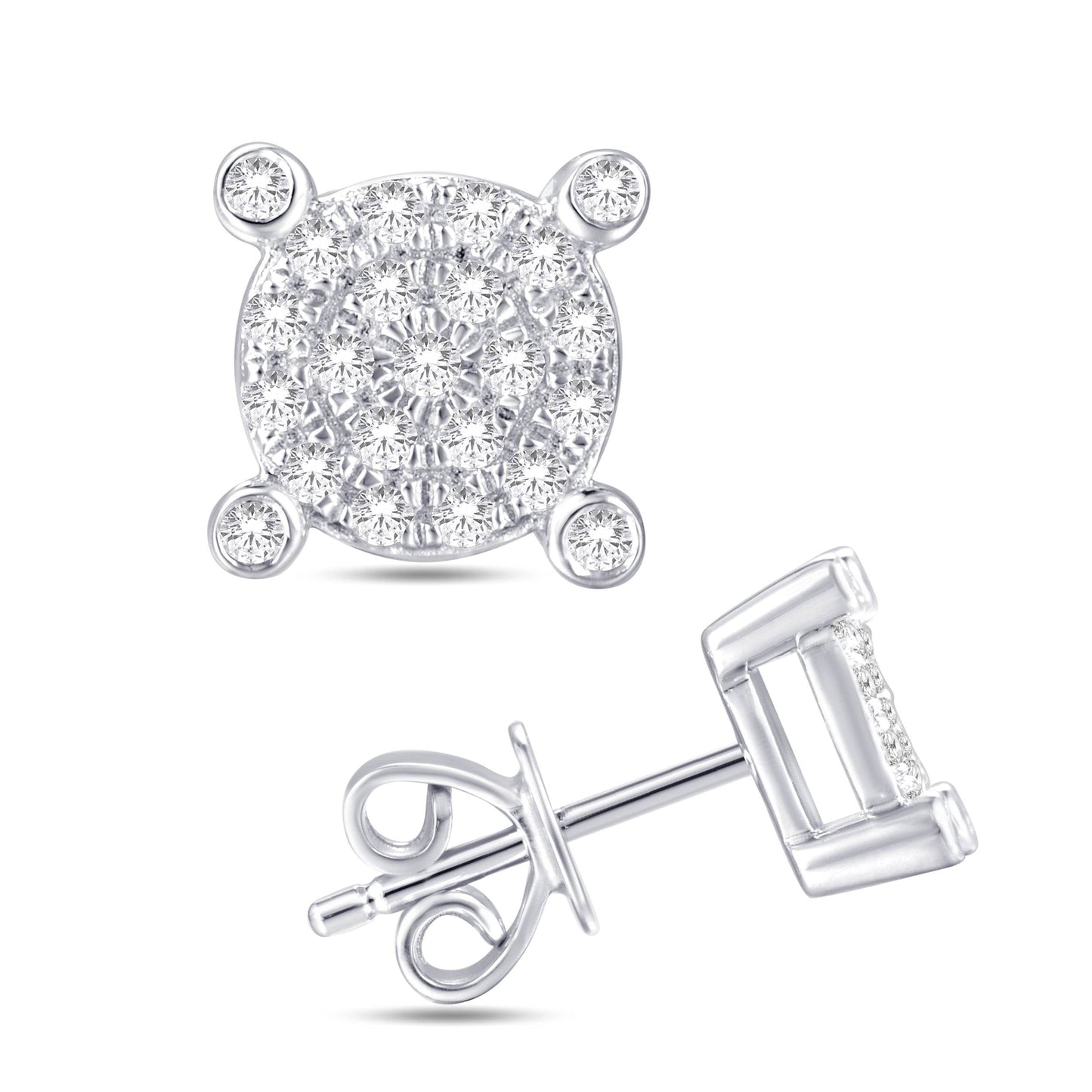 10 Karat White Gold 0.15 Carat Diamond Round Earrings - Picasso Gold & Diamond Jewelry