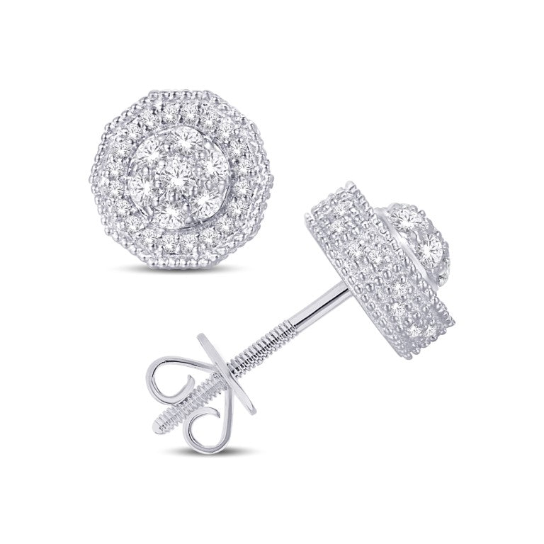 10 Karat White Gold 0.40 Carat Diamond 3D Dome Earrings-0126253-WG