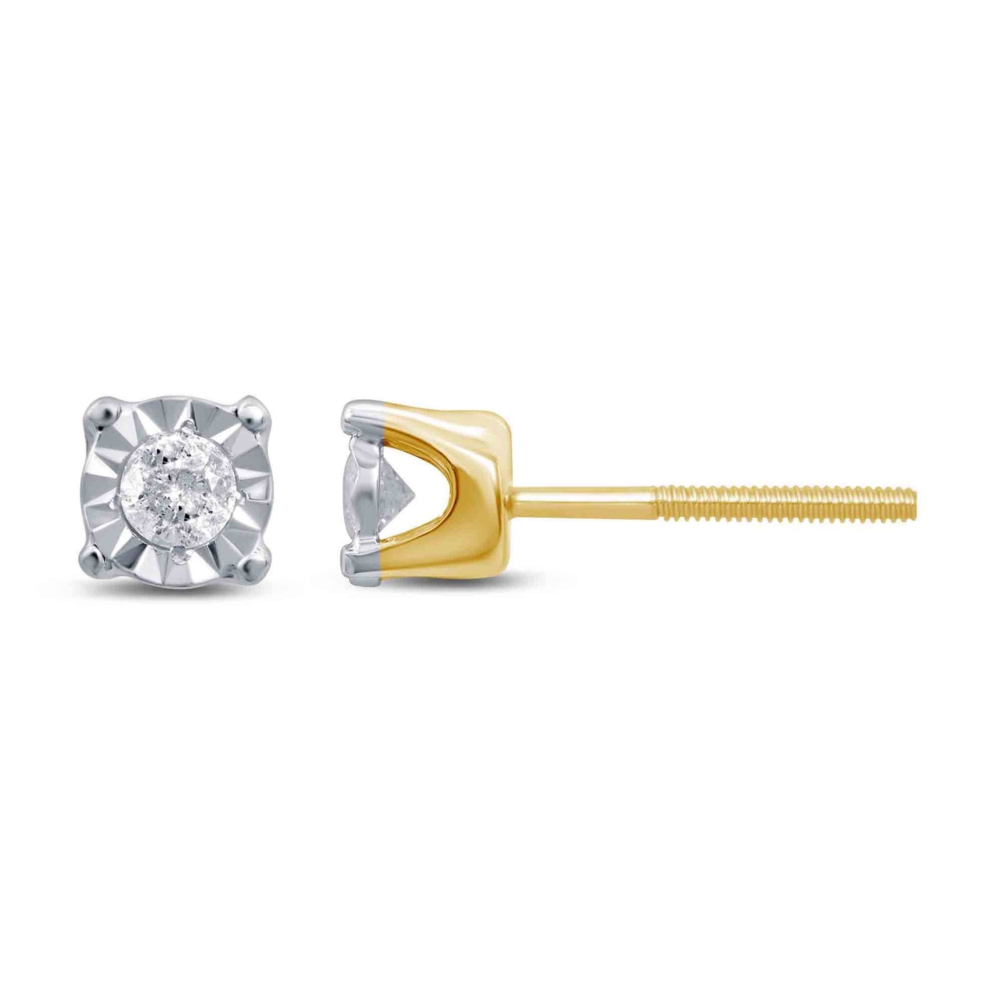 10 Karat Two-Tone (White and Yellow) Gold 0.68 Carat Diamond Square Earrings - Picasso Gold & Diamond Jewelry