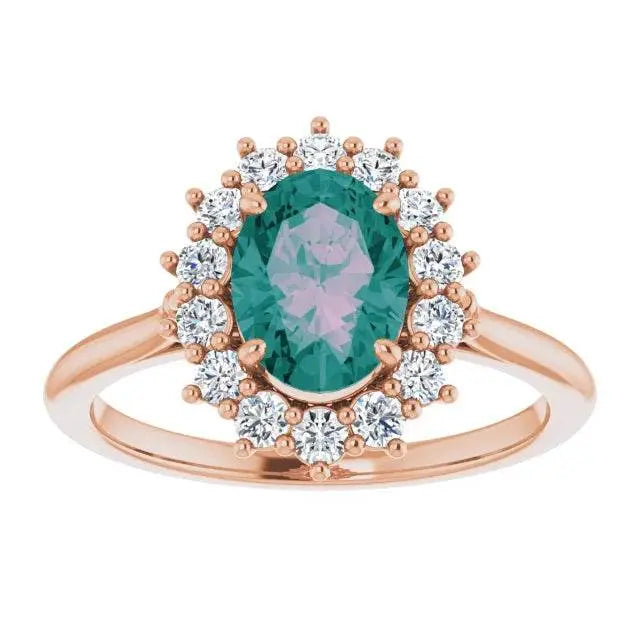 14K Gold Lab-Grown Alexandrite & 3/8 CTW Natural Diamond Ring - Picasso Gold & Diamond Jewelry