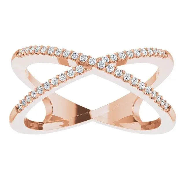 14K Rose 1/6 CTW Natural Diamond Criss-Cross Ring - Picasso Gold & Diamond Jewelry
