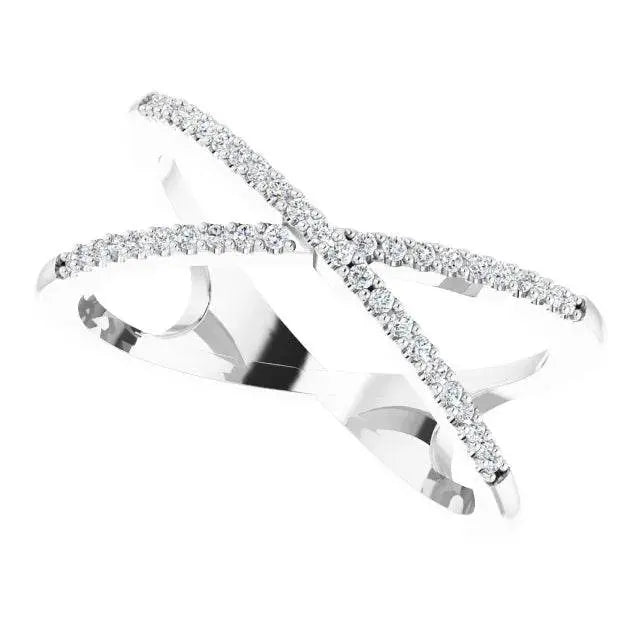14K White 1/6 CTW Natural Diamond Criss-Cross Ring - Picasso Gold & Diamond Jewelry