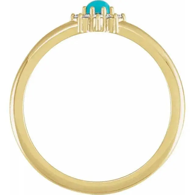14K Yellow Natural Turquoise & .07 CTW Natural Diamond Halo-Style Ring - Picasso Gold & Diamond Jewelry