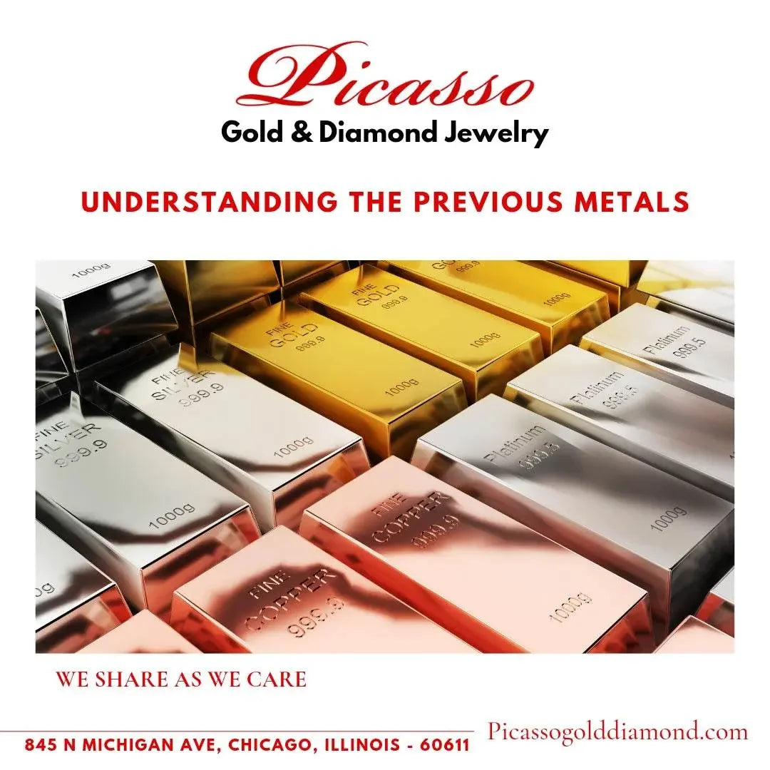 Gold, silver, copper, and platinum bars showcasing precious metals for jewelry making