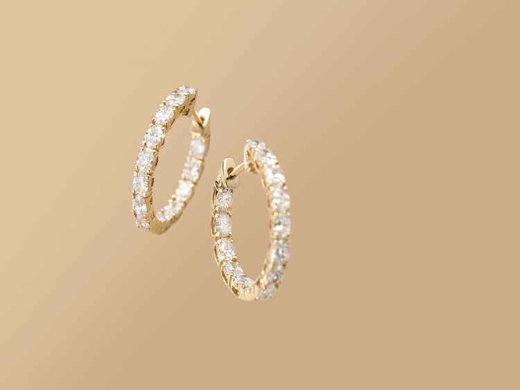 Yellow gold diamond inside-out hoop earrings – Picasso Gold & Diamond Chicago