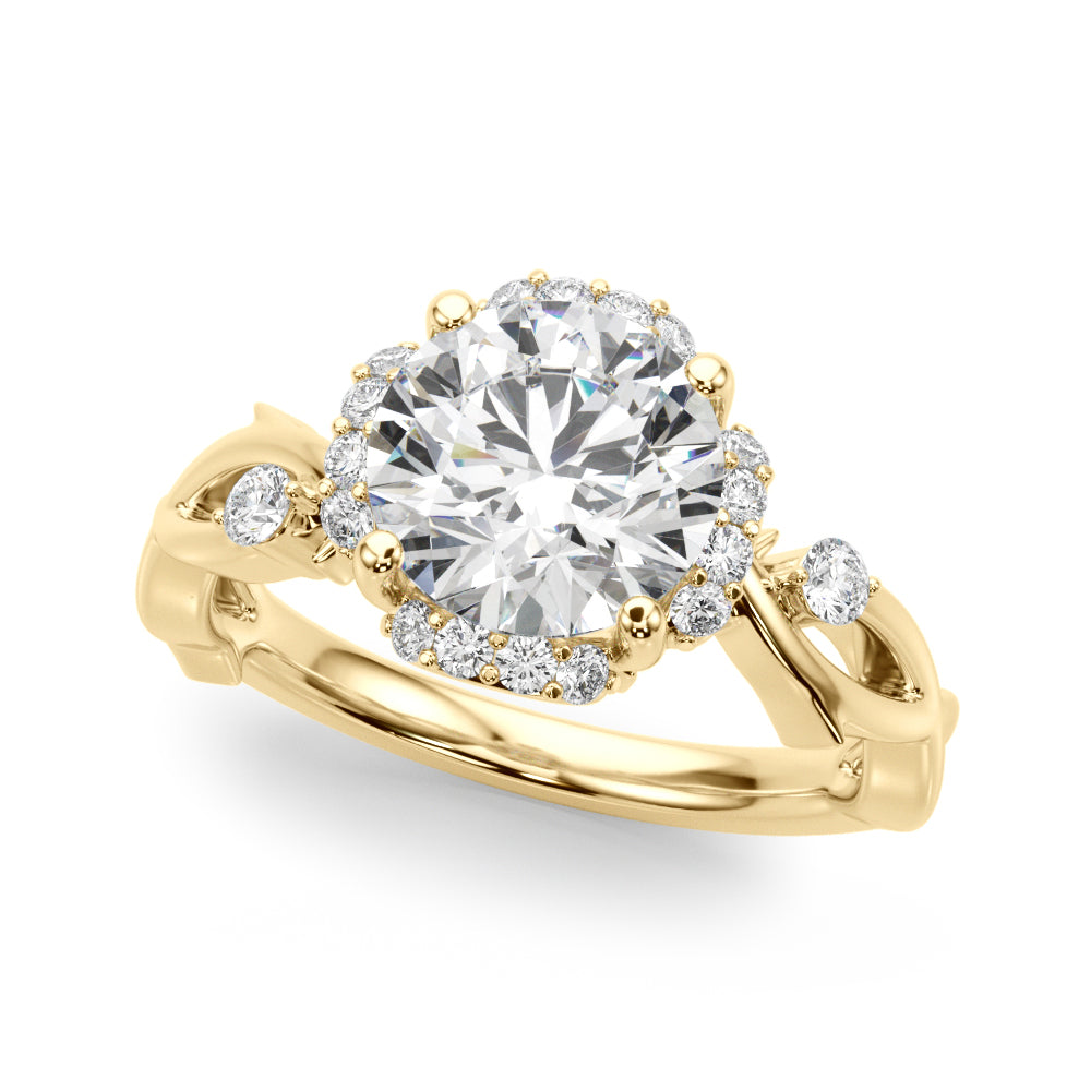 Round Halo Lab Grown Diamond Engagement Ring - VS1 D/E/F | 14K & 18K Gold | 14K White Gold | Round Lab Diamond | Picasso Gold & Diamond Chicago