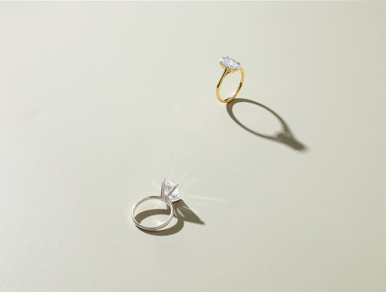 Diamond solitaire rings in yellow and white gold – Picasso Gold & Diamond Chicago