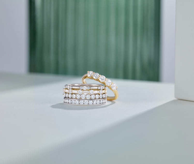 Stacked lab-grown diamond anniversary bands – Picasso Gold & Diamond Chicago