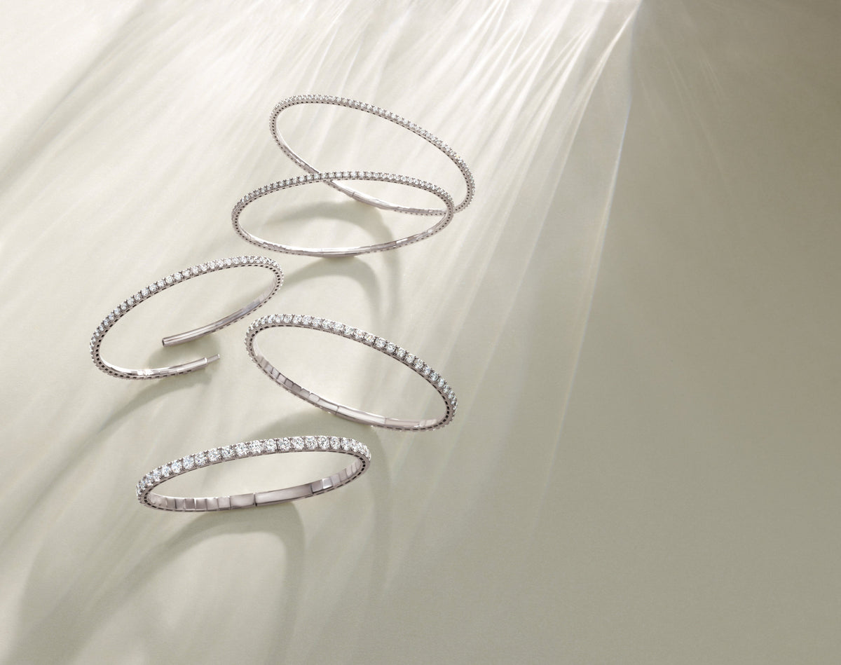 Lab-grown diamond flexible bangles in white gold – Picasso Gold & Diamond Chicago