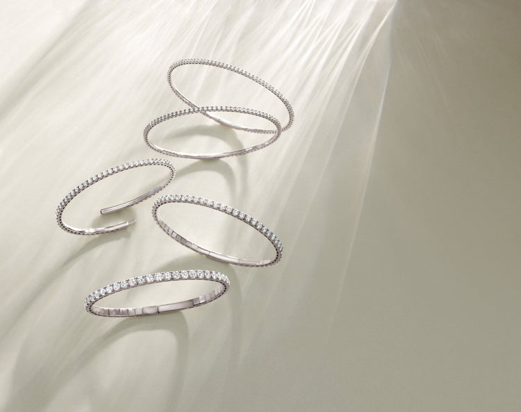 Lab-grown diamond flexible bangles in white gold – Picasso Gold & Diamond Chicago