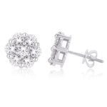 10 Karat White Gold 0.75 Carat Diamonds Flower Earrings-0125667-WG - Picasso Gold & Diamond Jewelry