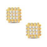 10 Karat All Yellow Gold 1.00 Carat Diamond 3D Cube Square Earrings - Picasso Gold & Diamond Jewelry