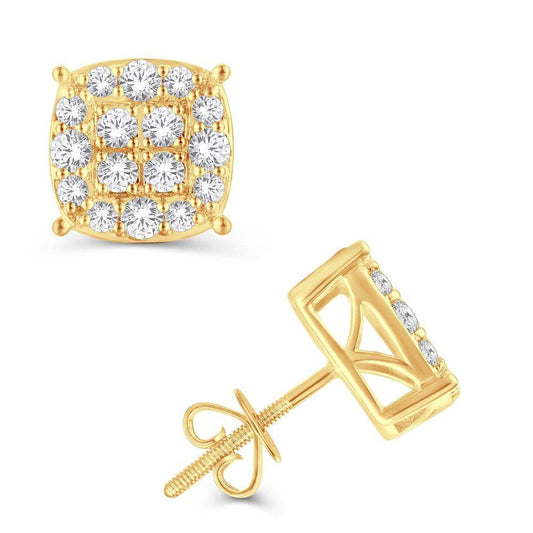 10K Yellow Gold Cushion Diamond Earrings – 0.25 CTW Natural Diamonds - Picasso Gold & Diamond Jewelry