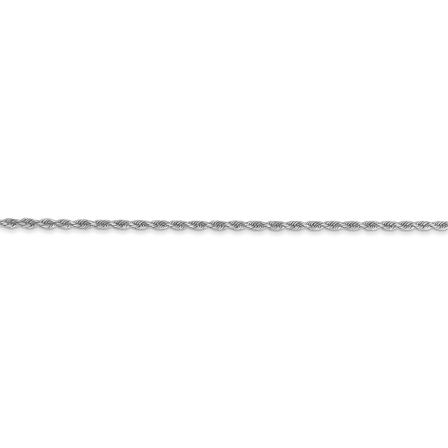 14K White Gold 20" Diamond-Cut Rope Chain – 1.5mm, Handmade