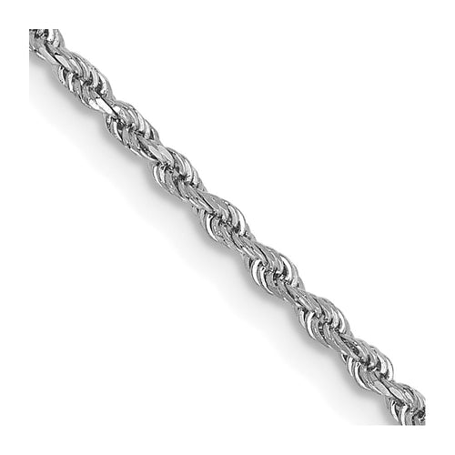 14K White Gold 18" Diamond-Cut Rope Chain – 1.5mm, Handmade