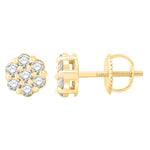 10KT All Yellow Gold 0.15 Carat Flower Earrings - Picasso Gold & Diamond Jewelry