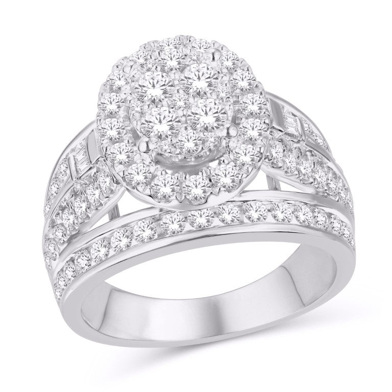10 Karat White Gold 3.00 Carat Diamonds Oval Ladies Ring-0225649-WG - Picasso Gold & Diamond Jewelry