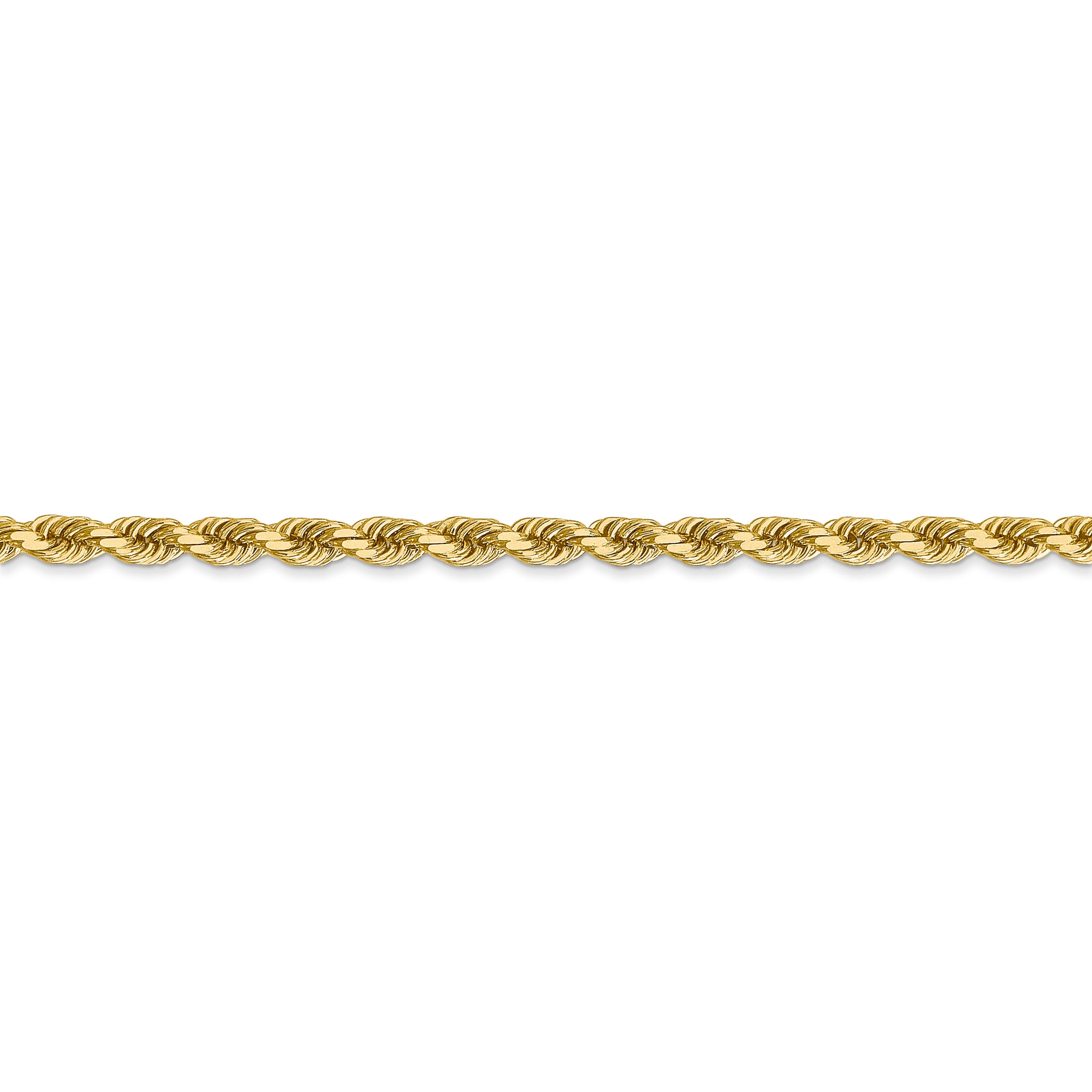 14K Yellow Gold 24" Diamond-Cut Rope Chain – 3.5mm, Handmade