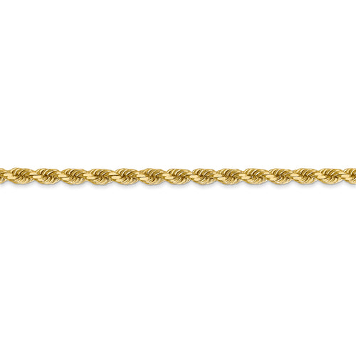 14K Yellow Gold 24" Diamond-Cut Rope Chain – 3.5mm, Handmade