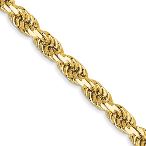 14K Yellow Gold 24" Diamond-Cut Rope Chain – 3.5mm, Handmade