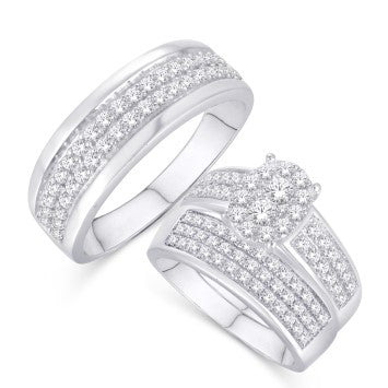 10 Karat White Gold 1.75 Carat Diamonds Oval Trio Set-0425826-WG - Picasso Gold & Diamond Jewelry