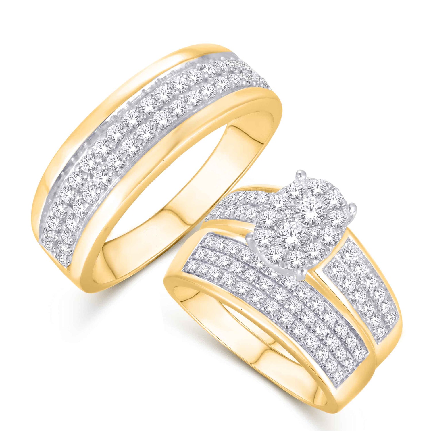 10 Karat Yellow Gold 1.75 Carat Diamonds Oval Trio Set-0425826-YG - Picasso Gold & Diamond Jewelry