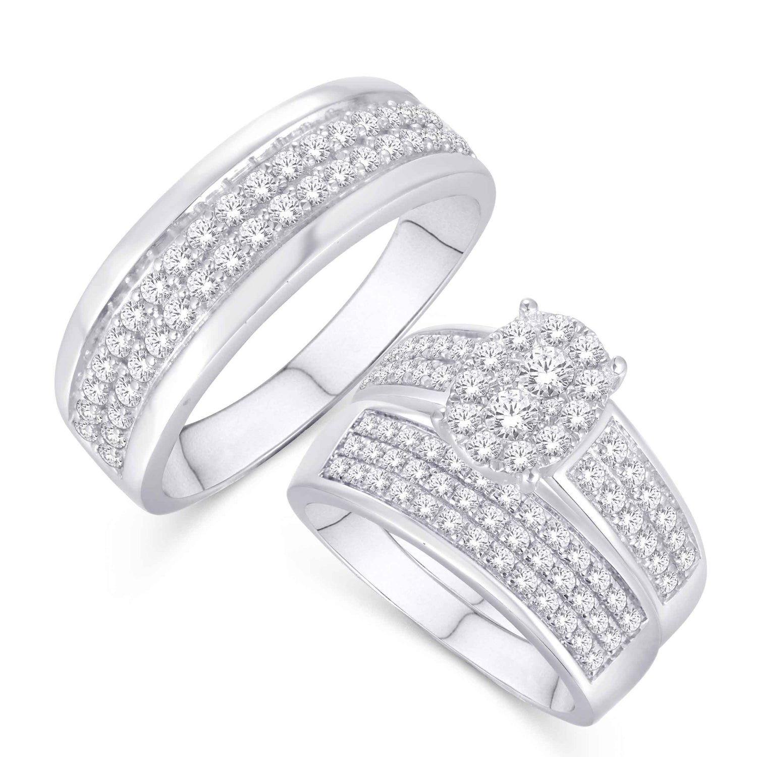 14 Karat White Gold 2.00 Carat Diamonds Oval Trio Set-0425929-WG - Picasso Gold & Diamond Jewelry