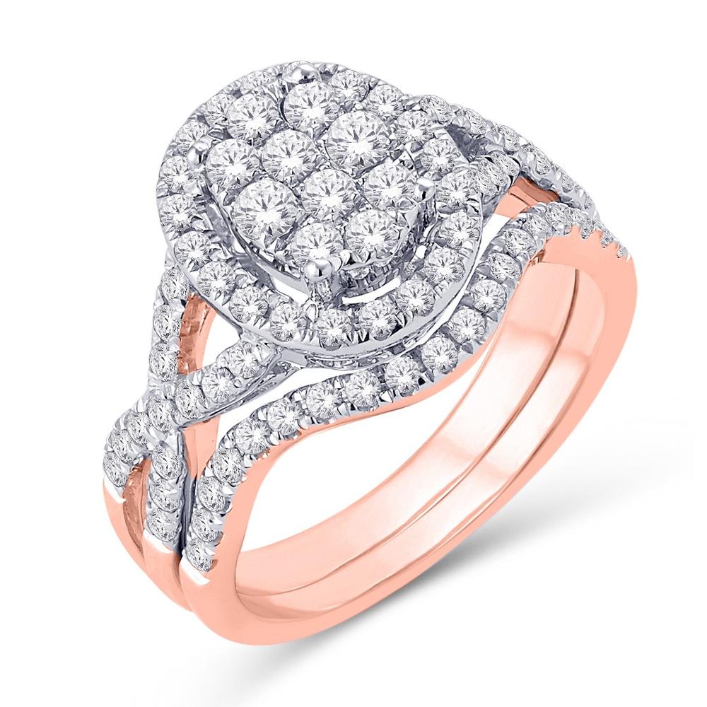 14 Karat Rose Gold 0.50 Carat Diamonds Oval Bridal Ring - Picasso Gold & Diamond Jewelry