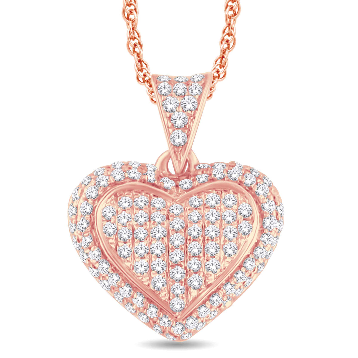 10 Karat Rose Gold 0.25 Carat Diamonds Heart Pendant - Picasso Gold & Diamond Jewelry