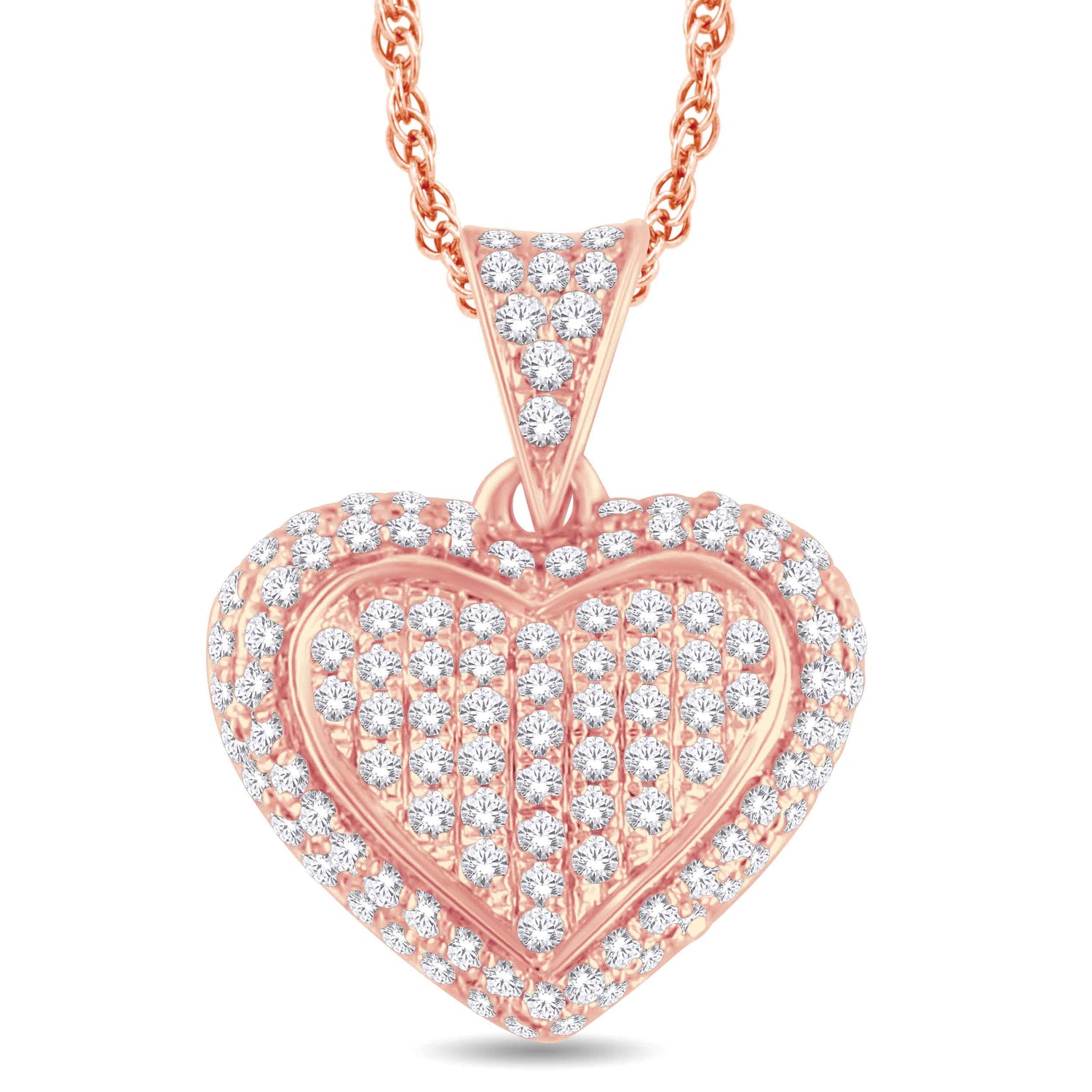 10 Karat Rose Gold 0.25 Carat Diamonds Heart Pendant - Picasso Gold & Diamond Jewelry