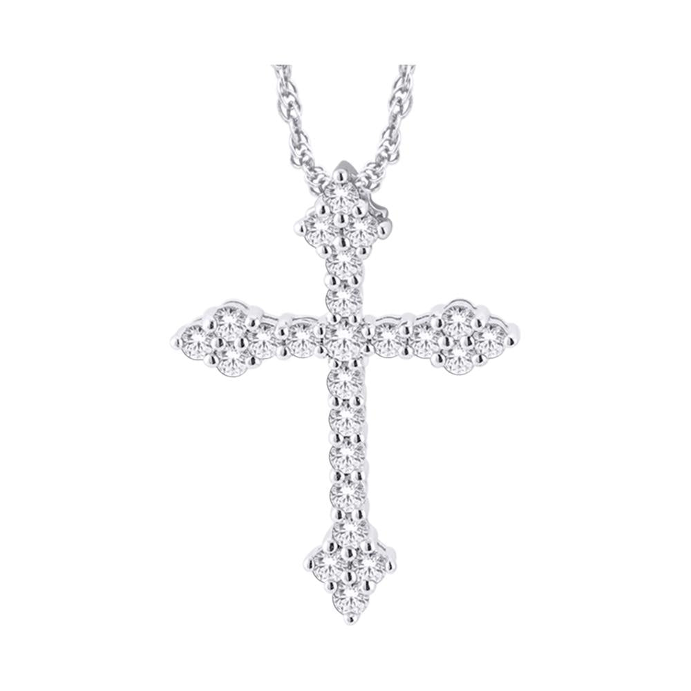 10 Karat White Gold 0.25 Carat Diamonds Latin Cross Pendant-0825218-WG - Picasso Gold & Diamond Jewelry