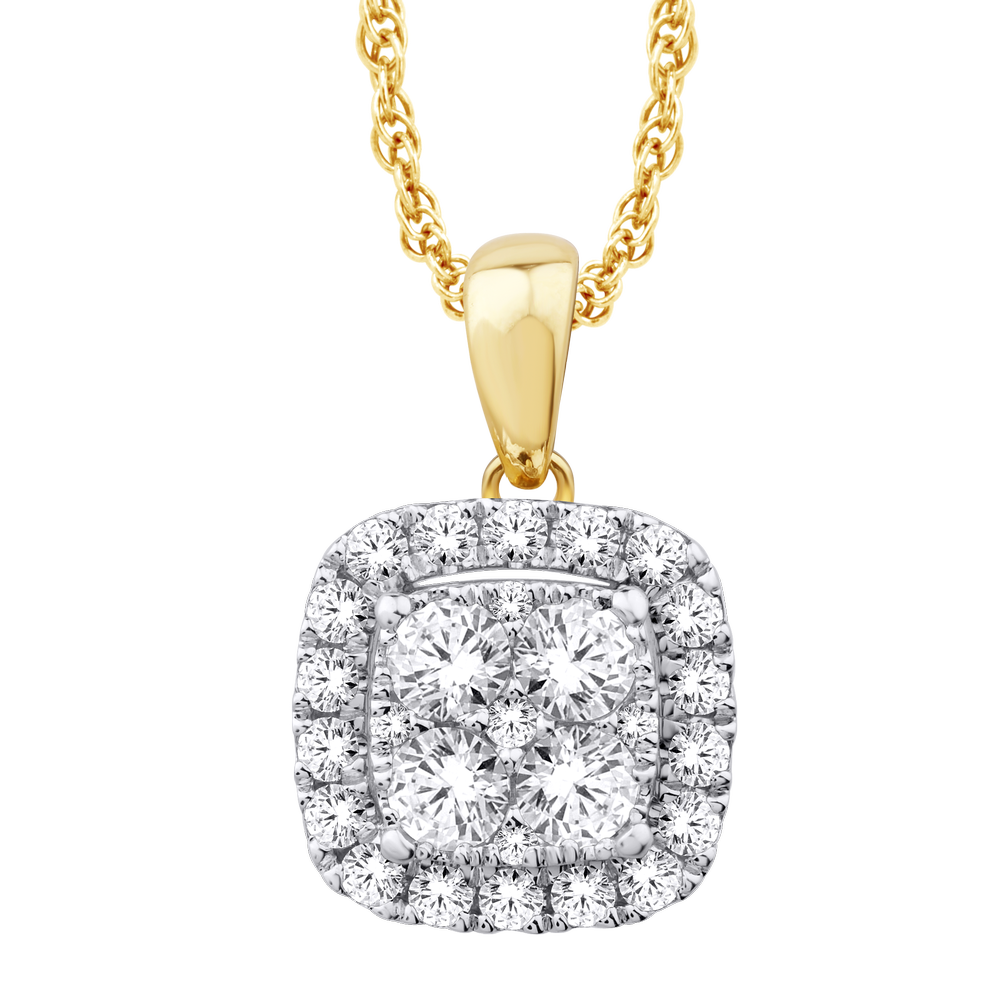 14 Karat Yellow Gold 0.75 Carat Diamonds Cushion Pendant-0825264-YG - Picasso Gold & Diamond Jewelry
