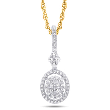 10 Karat Yellow Gold 0.50 Carat Diamonds Oval Pendant-0825395-YG - Picasso Gold & Diamond Jewelry