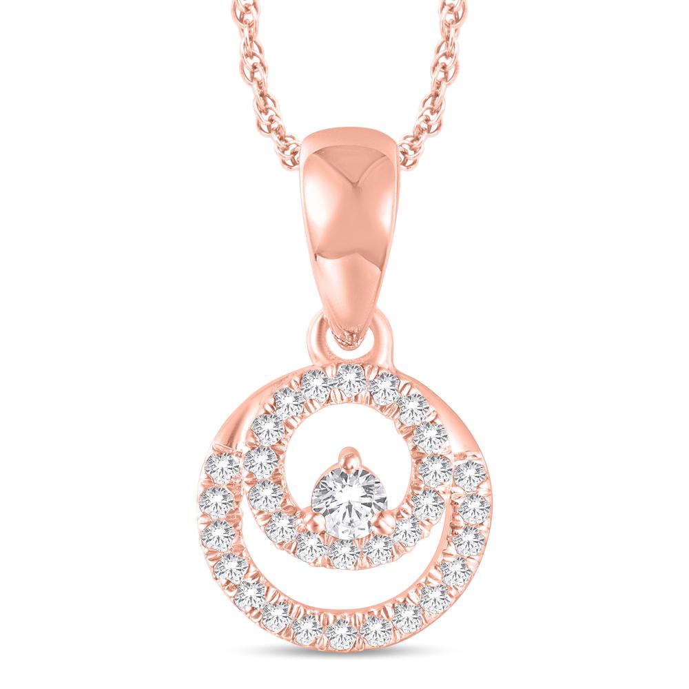 10 Karat All Rose Gold 0.13 Carat Diamonds Round Pendant-0825407-ALR - Picasso Gold & Diamond Jewelry