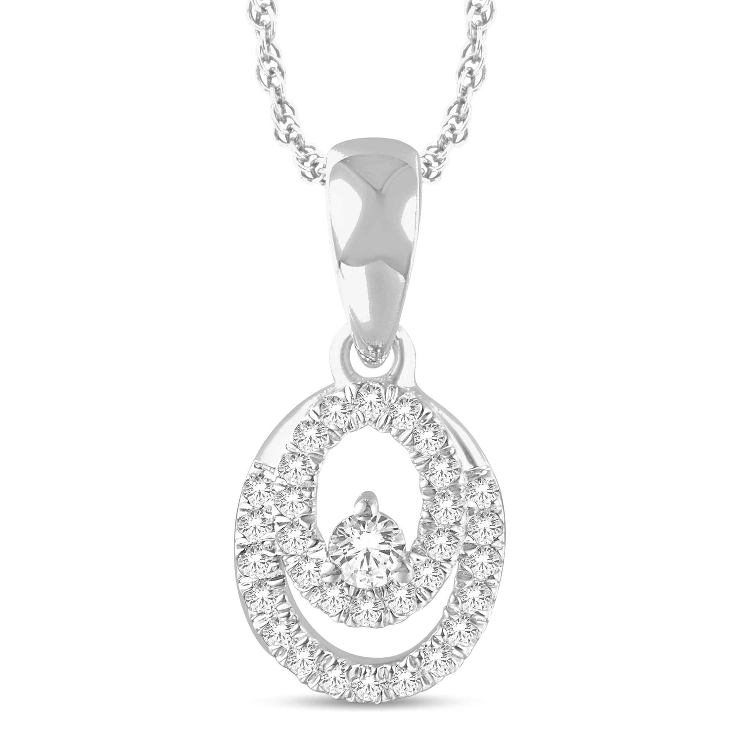 10 Karat White Gold 0.13 Carat Diamonds Oval Pendant-0825408-WG - Picasso Gold & Diamond Jewelry