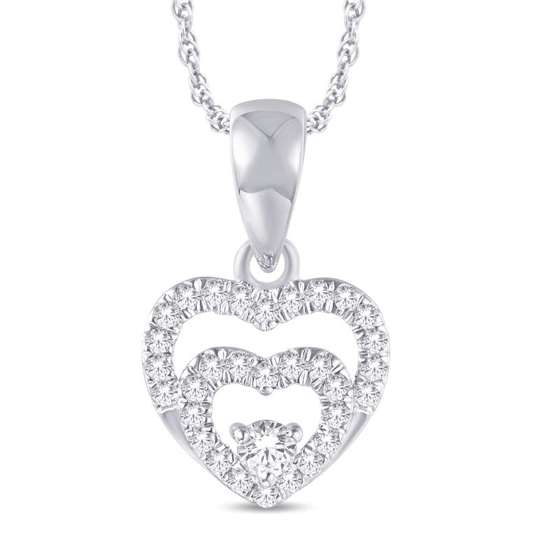 10 Karat White Gold 0.13 Carat Diamonds Heart Pendant-0825409-WG - Picasso Gold & Diamond Jewelry
