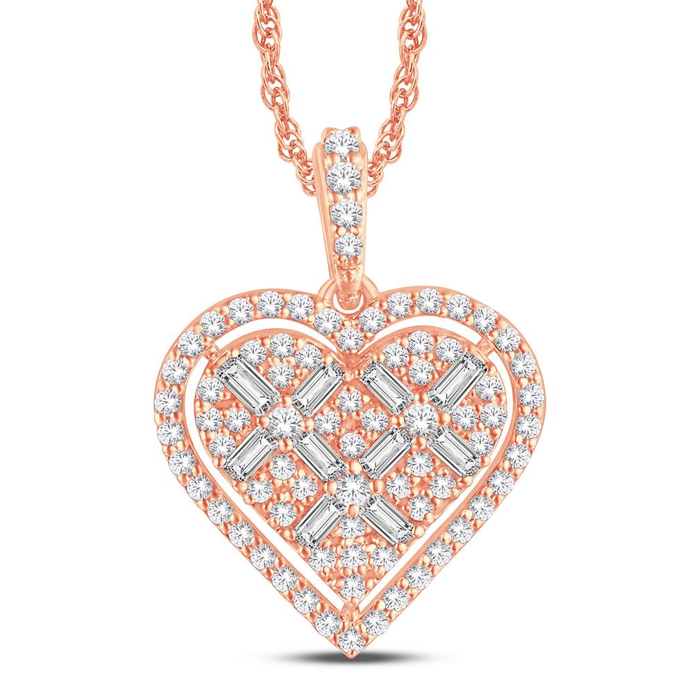 10 Karat All Rose Gold 0.51 Carat Diamonds Heart Pendant-0825413-ALR - Picasso Gold & Diamond Jewelry