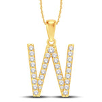 10 Karat All Yellow Gold 0.29 Carat Diamonds Initial (W) Pendant-0825451-ALY - Picasso Gold & Diamond Jewelry
