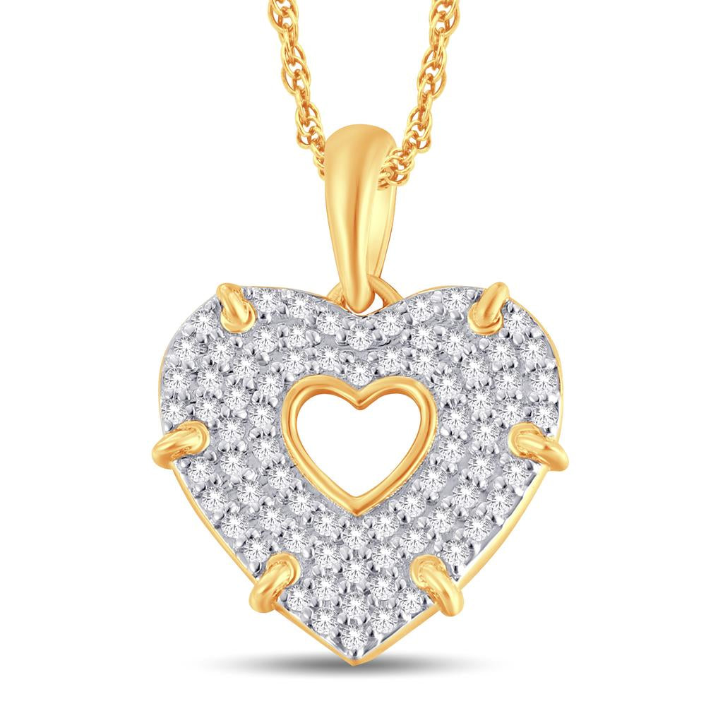 10 Karat Yellow Gold 0.22 Carat Diamonds Heart Pendant-0825478-YG - Picasso Gold & Diamond Jewelry
