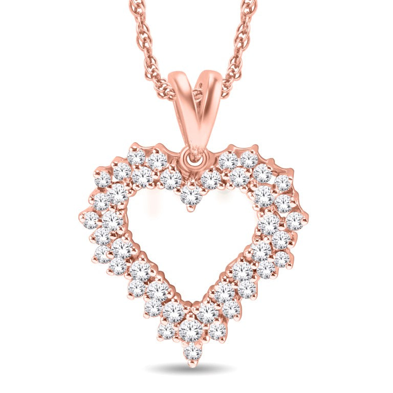 10 Karat All Rose Gold 0.50 Carat Diamonds Heart Pendant-0825614-ALR - Picasso Gold & Diamond Jewelry